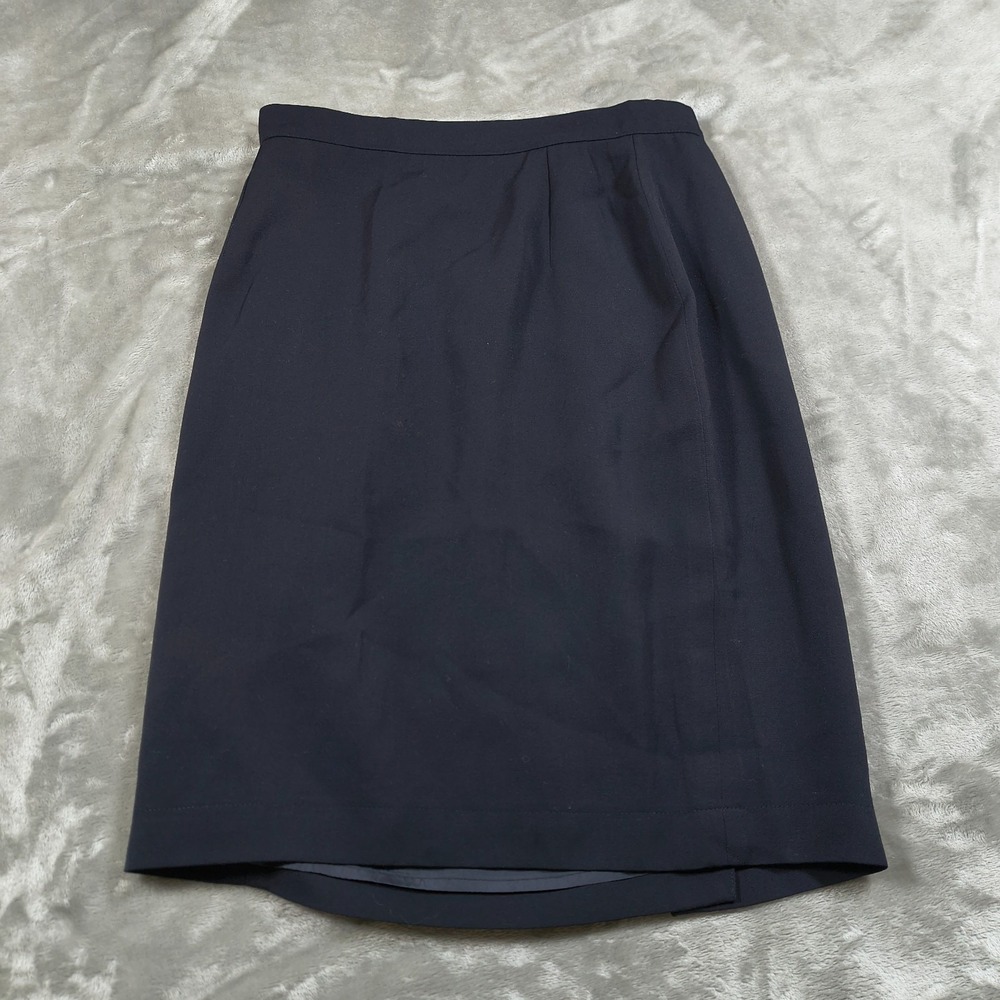 Vintage Giorgio Armani Pencil Skirt Womens 40 US 6 Blue Le Collezioni Wool Blend